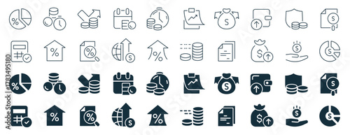 Taxes and profit excellent icons collection in two different styles