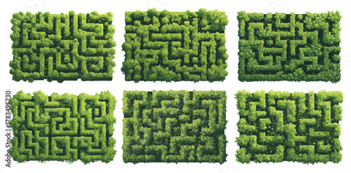 Set of cartoon mazes, vector illustration