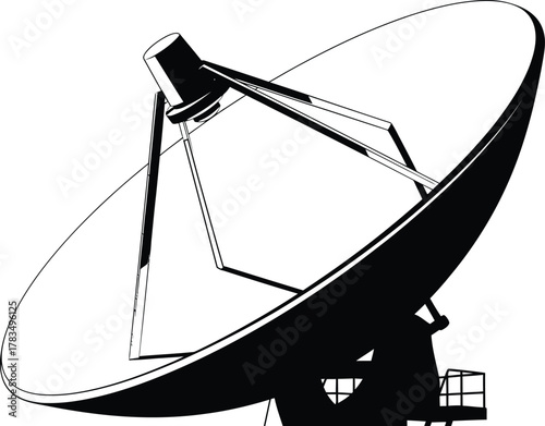 Illustration of satellite dish antenna, communication technology