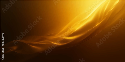 Abstract flowing golden wave pattern design with orange and yellow gradient lines for a glowing texture background