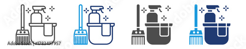 cleaning tools icon set multiple style