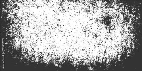 Abstract black and white grunge pattern texture for vintage design or dusty splash frame illustration