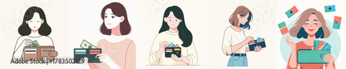 vector of woman opening wallet