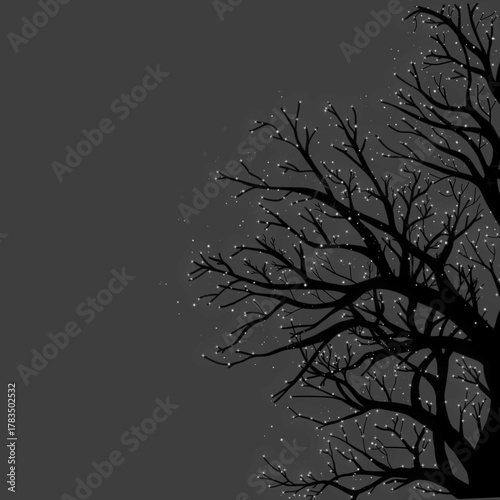 silhouette of a tree with sparkling stardust