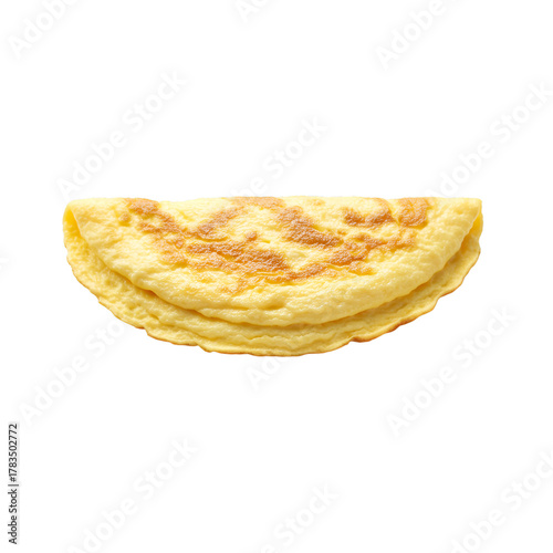Golden brown folded omelette isolated on transparent background