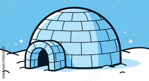 Illustration of a classic igloo structure made of ice blocks, perfect for winter themes and arctic environments