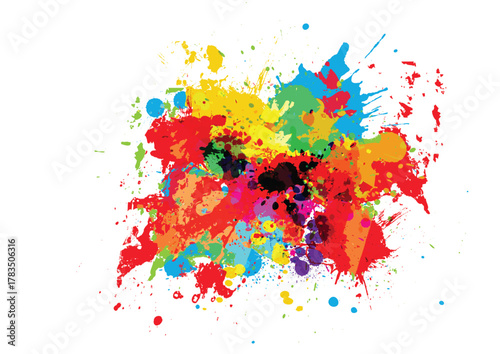 Abstract Vector Background with Dynamic Color Splatter and Paint Splash Effects. Illustration Vector Design
