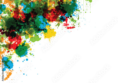 Abstract Vector Background with Dynamic Color Splatter and Paint Splash Effects. Illustration Vector Design