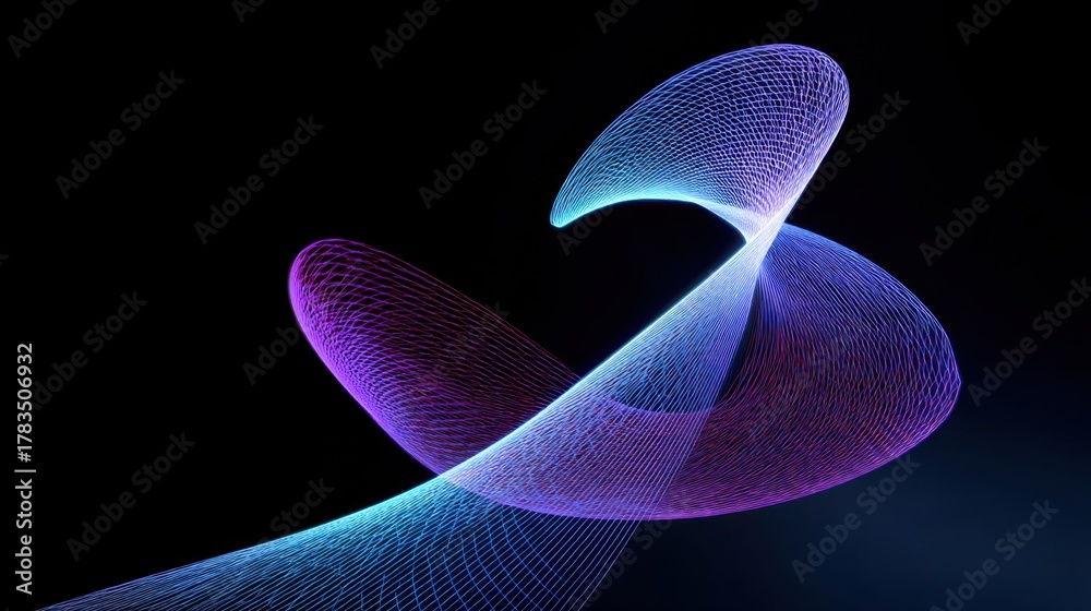 Fototapeta premium Abstract luminous wave forms in vibrant colors creating a mesmerizing visual experience against a dark background
