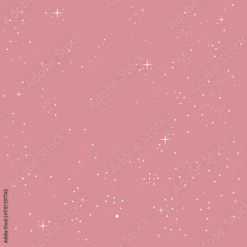 Pink background with scattered white stars and dots celestial