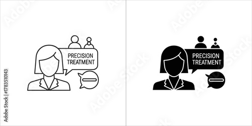 Precision treatment concept with people icons and speech bubbles