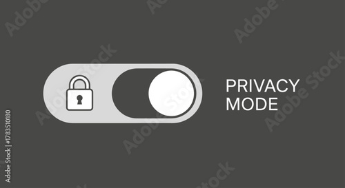 Privacy mode toggle switch with padlock icon on dark background.