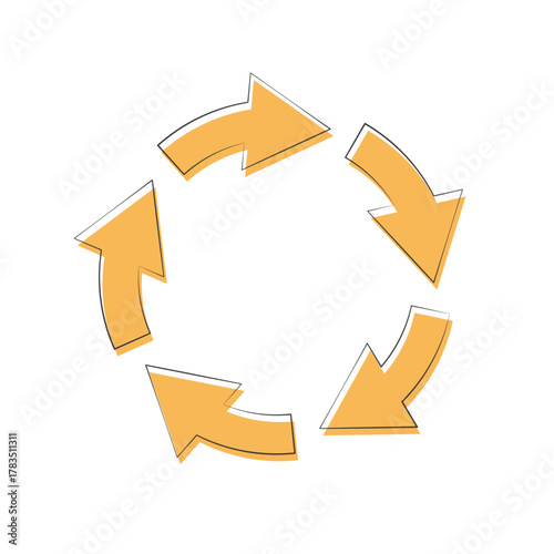 Five circular arrows icon representing improvement or evolution