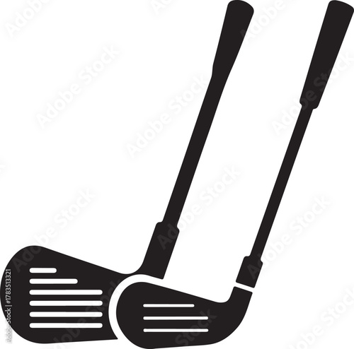 Pair of iron or wedge golf club flat vector icon for sports apps and websites