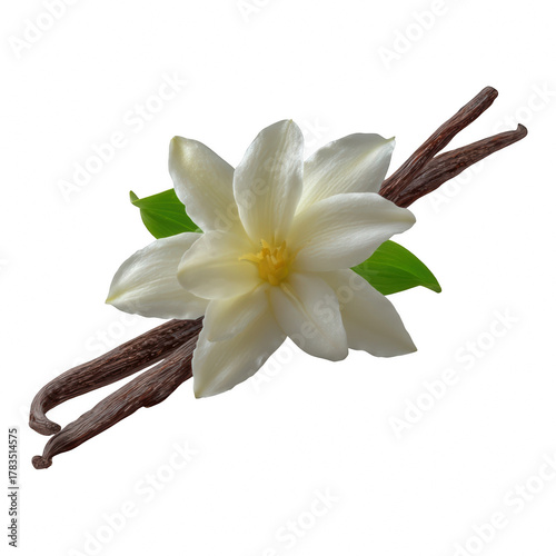 Serene vanilla flower isolated pod background for spa wellness and cosmetic ingredient concept with swirl, three, object