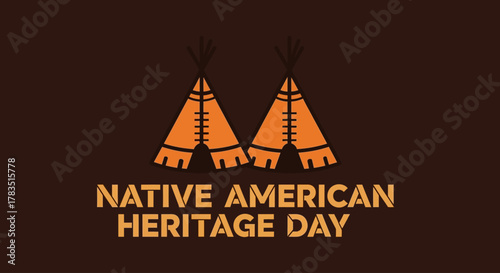 Native American Heritage Day Illustration Teepees and Celebration Design