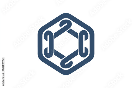 Abstract hexagonal chain link symbol