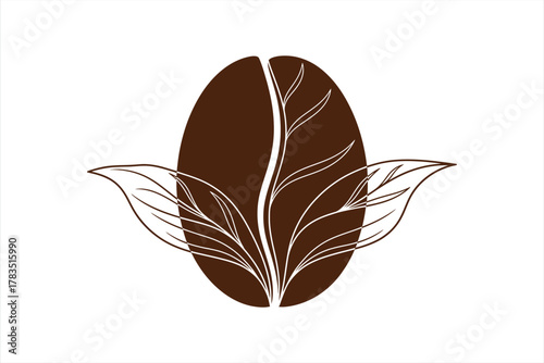 Coffee Bean with Leaves Graphic