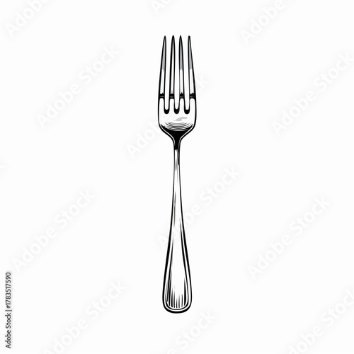 Elegant silver fork illustration on white background vector design
