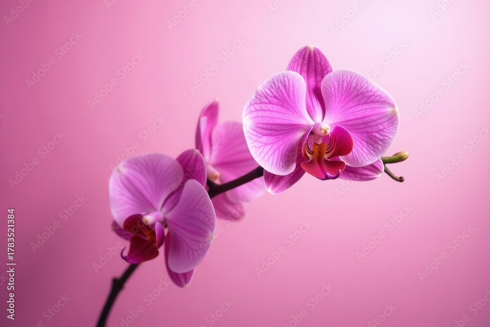 Obraz premium Soft pink background, orchids in bloom Perfect spring card design , spring, invitation