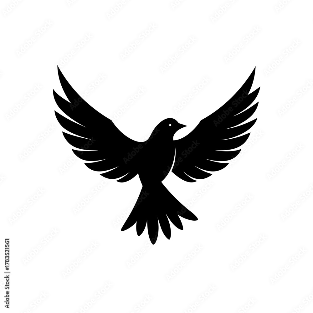 Obraz premium Silhouette of a bird with wings spread on transparent background