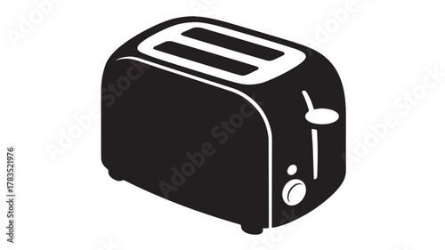 Black and white toaster illustration simple vector icon for kitchen appliances isolated on white background