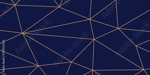 Seamless polygonal background. Golden blue geometric line pattern for wallpaper and textiles. eps10.