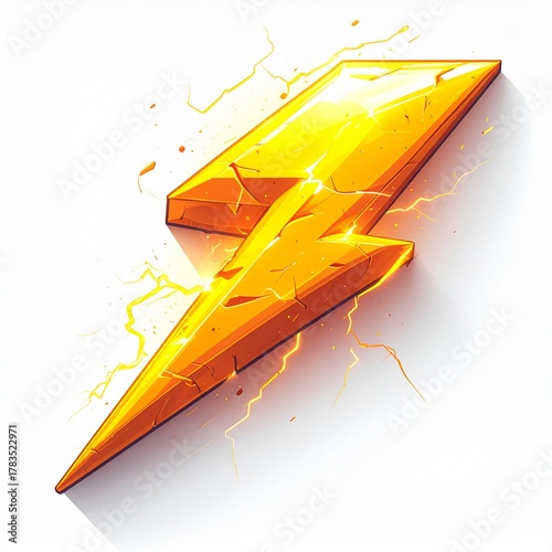 Cracked Lightning Bolt with Electric Glow
