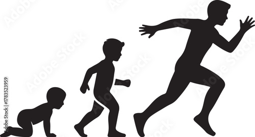 Crawl Walk Run Fly pictogram icon set. Clipart image isolated on white background