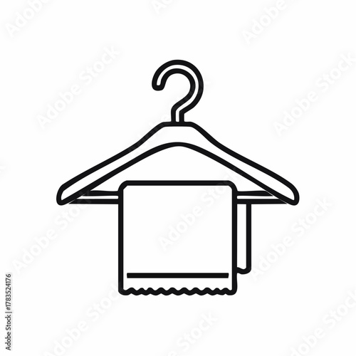 Minimalist clothes hanger icon with towel clean design for everyday use