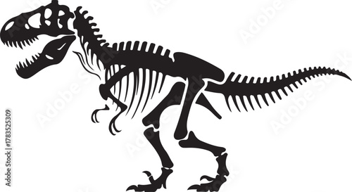 T rex dinosaur skeleton negative space silhouette illustration