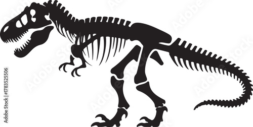 T rex dinosaur skeleton negative space silhouette illustration