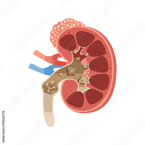Kidney stone disease illustration.