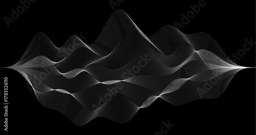 Analog Frequency wave of particles on black background