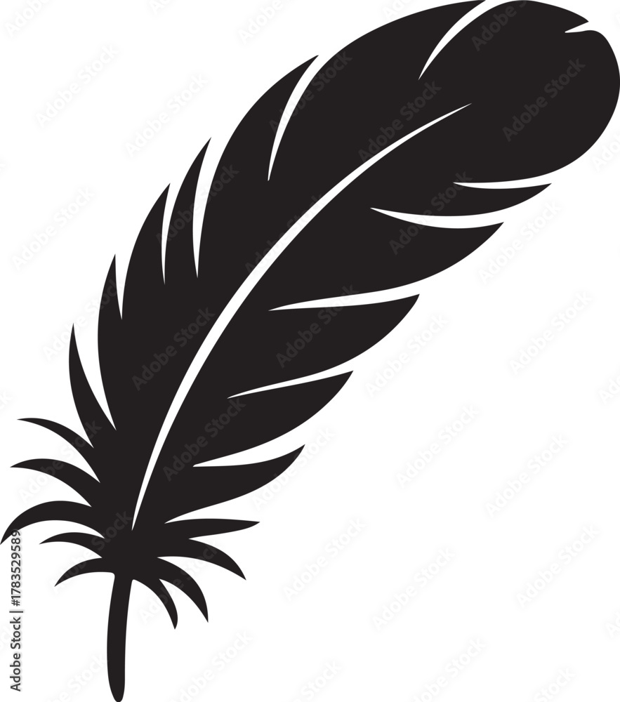 Obraz premium Elegant black feather silhouette vector illustration