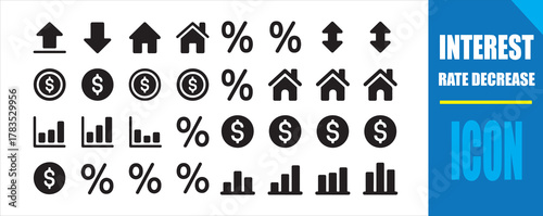 Interest Rate and Mortgage Finance Icons Set. Vector Illustration Eps 10