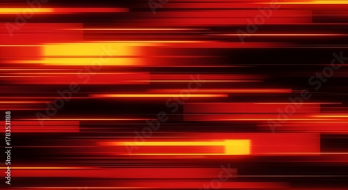 Abstract streaks of fiery orange and red light blur across a dark background