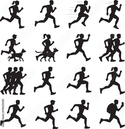 Athlete Running & Jogging Silhouette Bundle

Dynamic Sports Action Human Silhouette Pack

Marathon, Sprint & Fitness Running Vector Set

Outdoor Activity Running Walking Silhouette Collection

High-En