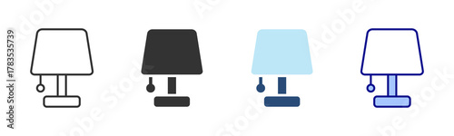 Floor Lamp Icon Set. Designed In Multi Style