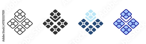 Ceramic Tile Icon Set. Designed In Multi Style