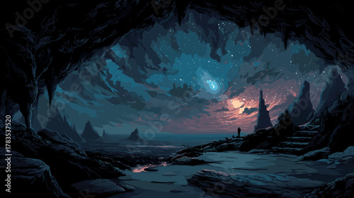 The Abyss, Vector Dark Fantasy Illustration. Game Design Concept, Dungeon, Fantasy, RPG