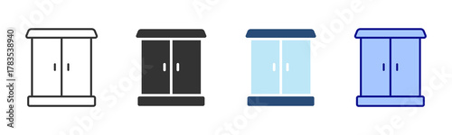 Cabinet Icon Set. Designed In Multi Style