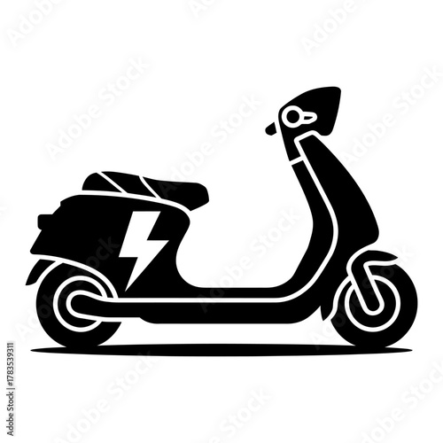 Electric scooter motorcycle in charge symbol Icon Silhouette vector on white background