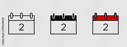 Minimal calendar day icon with two date squares, available in outline, solid, and filled styles. Ideal for schedule, events, reminders, and time-management designs.