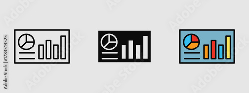 Minimal dashboard icon showing grid-style panels in outline, solid, and colored styles. Ideal for UI menus, analytics, and app interfaces.