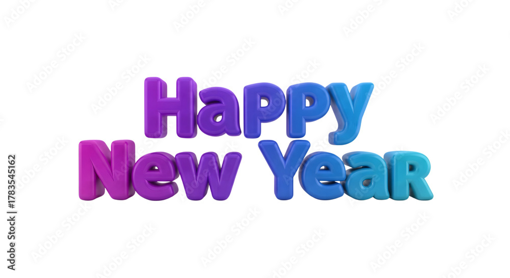 Fototapeta premium Happy new year text with vibrant gradient colors