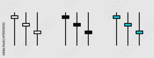 Minimal vertical slider icon in outline, solid, and colored styles, ideal for controls, settings, adjustments, and modern UI/UX designs.