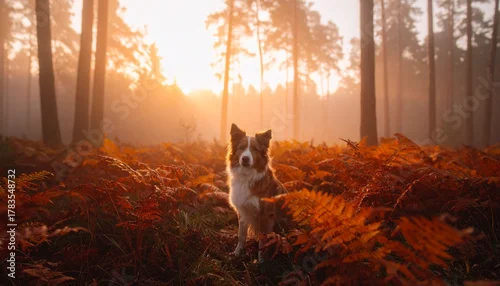Obraz jesień w lesie jelenie ludzie klimat ciepło natura border