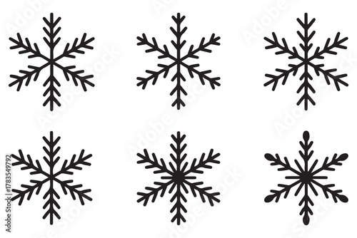 Wallpaper Mural Snowflake silhouette icon set with clean symmetrical winter shapes in black minimal style
 Torontodigital.ca