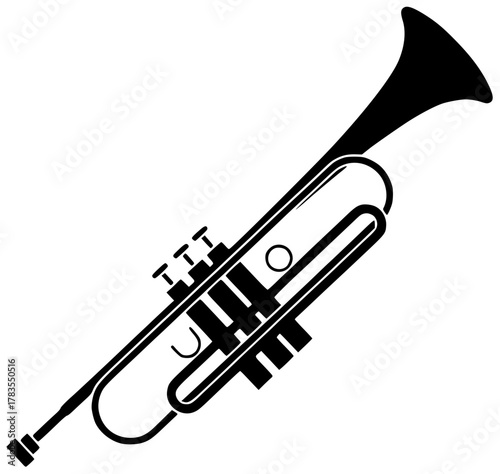 Sticker trumpet illustration musical silhouette guitar logo concert icon festival outlin